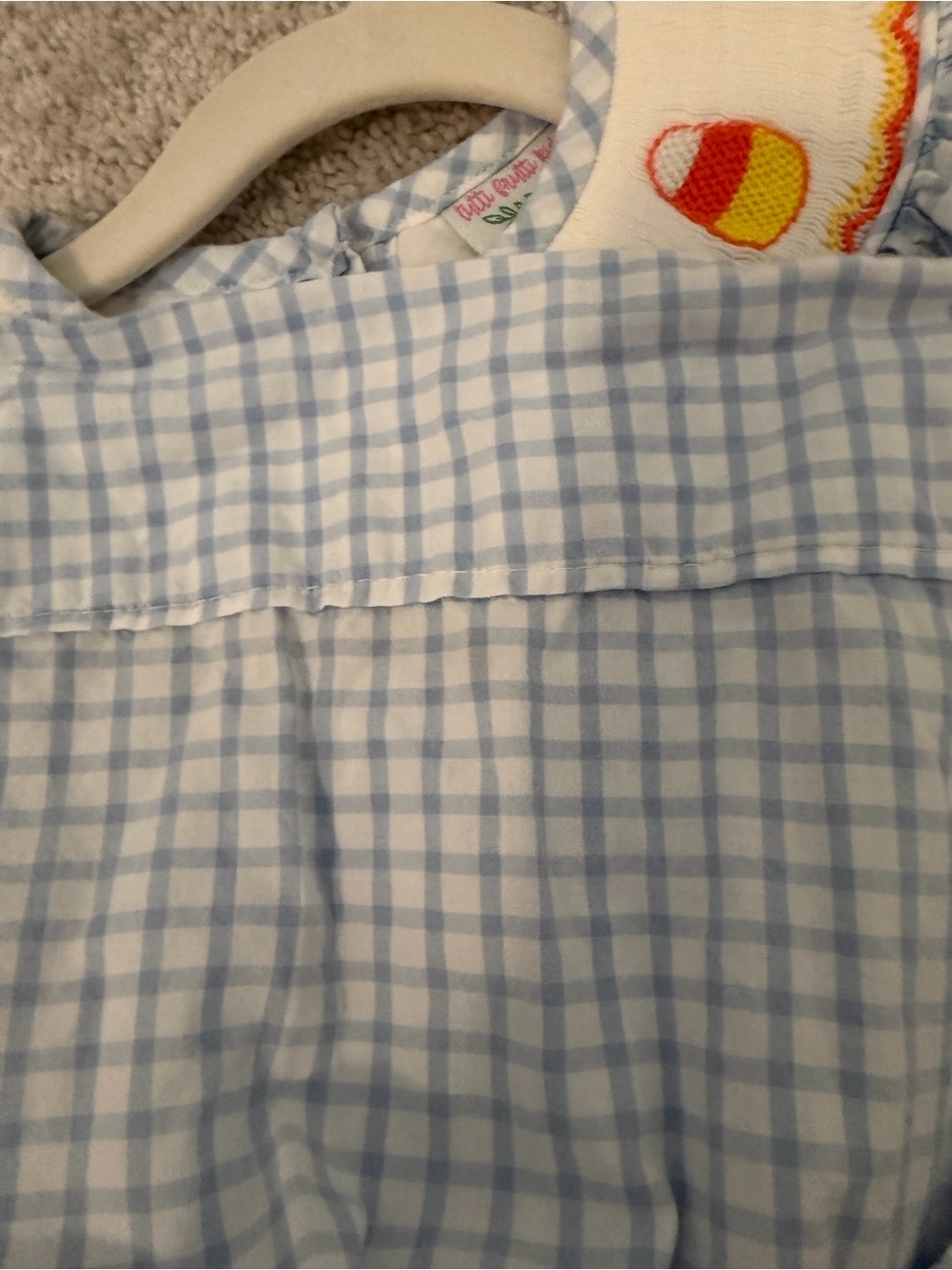 Blue Gingham Smocked Candy Corn Dress - Picture 4 of 5
